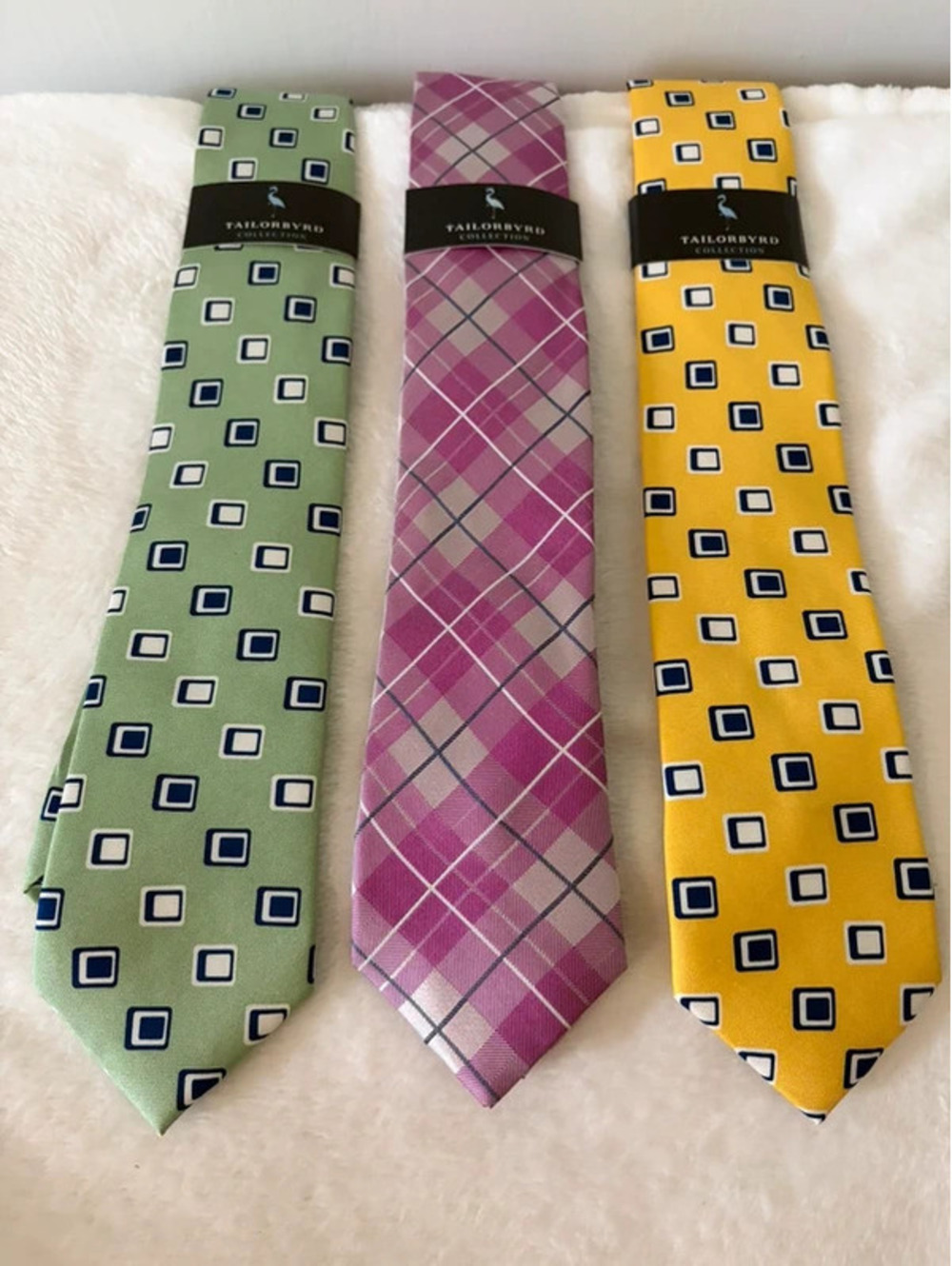NWT Tailorbyrd Collection 100% Silk Ties Lot of 3 Geometric Plaid NEW Set